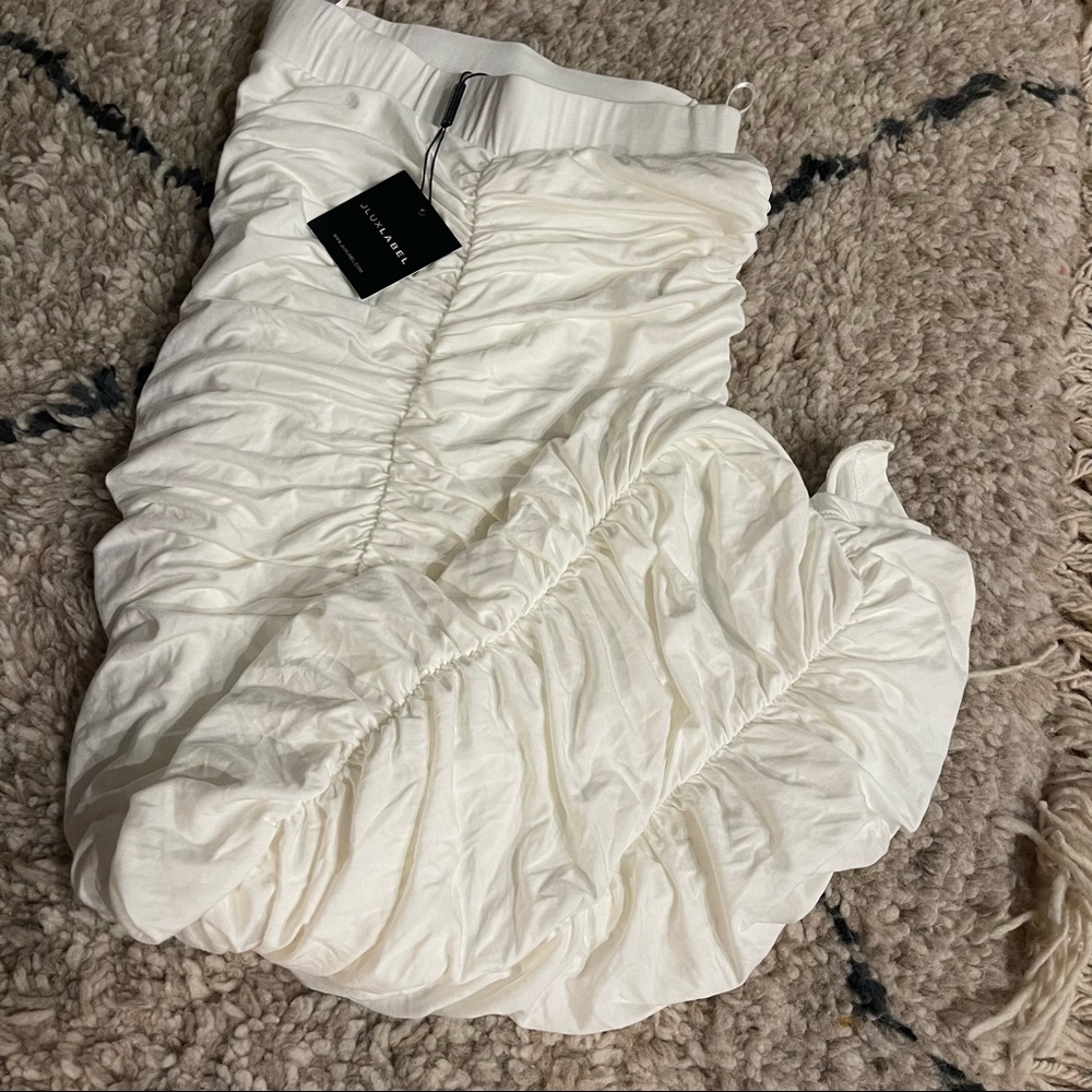 JLUXLABEL white ruched maxi skirt NWT